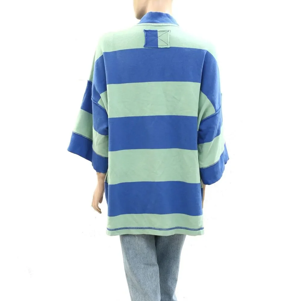 Free People We The Free Seaside Funnel Pullover Top Oversized Striped S 283967